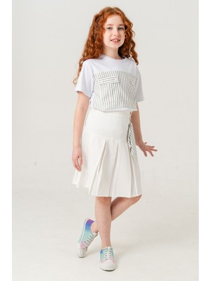 Kız Çocuk Pileli Keten Etek 2957