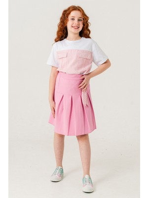 Kız Çocuk Pileli Keten Etek 2957