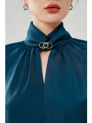 Taşlı Metal Sonsuzluk Figürlü Broş