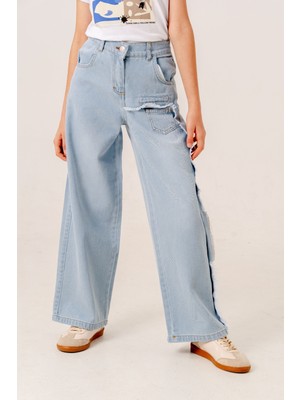 Kız Çocuk Sol Paçalı Kot Pantolon 2202