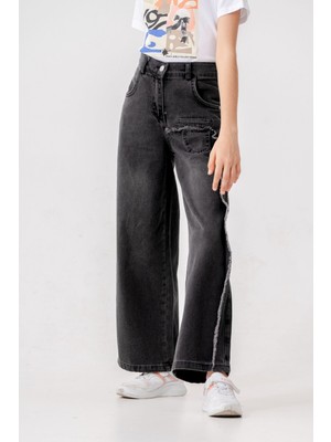 Kız Çocuk Sol Paçalı Kot Pantolon 2202