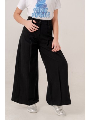 Kız Çocuk Pileli Geniş Keten Pantolon 2573