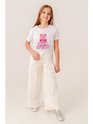Kız Çocuk Pileli Geniş Keten Pantolon 2573