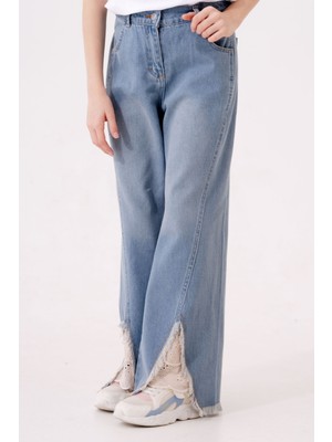 Kız Çocuk Paça Fistolu Kot Pantolon 2192