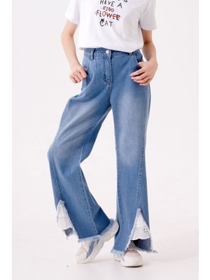 Kız Çocuk Paça Fistolu Kot Pantolon 2192