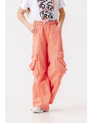 Kız Çocuk  Beli Lastikli Kargo Pantolon 2572