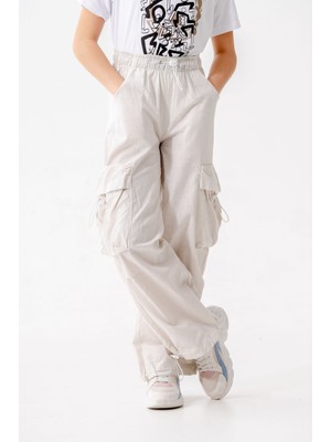 Kız Çocuk  Beli Lastikli Kargo Pantolon 2572