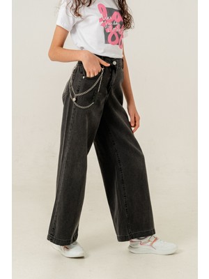 Kız Çocuk Bol Basic Kot Pantolon 2183