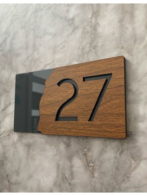 Lüx Wooden Serisi Pleksi Kapı Numarası