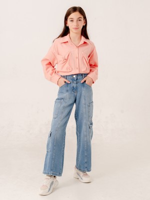 Kız Çocuk Çok Cepli Kargo Kot Pantolon 2187