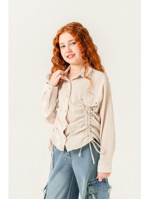 Giyicem Kız Çocuk Önü Tünelli Cebi Zincirli Gömlek 3147