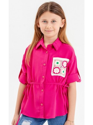 Beli Büzgülü Cep Detaylı Kız Çocuk Gömlek 3115