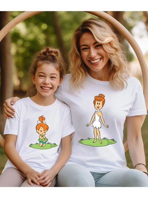 Çakmaktaş Anne Kız T-Shirt -Kombin Tişört (Tekli Üründür Kombin Yapmak Için 2 Adet Sepete Ekleyiniz)