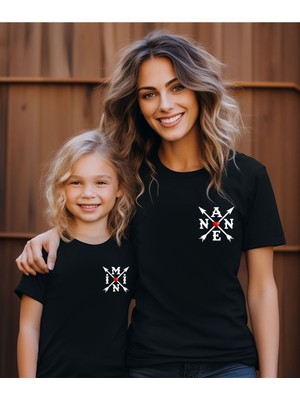 Aile Kombin Tişört- Kalp Mini Baskılı Bisiklet Yaka Tişört/t-Shirt (Tek Adet Fiyatıdır.)