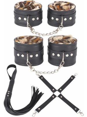 Aria's Closet Deri Leoparlı 4'lü Harness Set