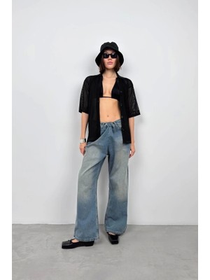 Defy Moda Polo Yaka Fileli Bluz