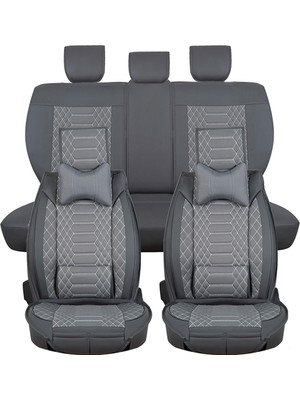 
hyundai I30 Yeni Uyumlu Yarı Deri Oto Koltuk Kılıfı Tam Set Mars Seri (Füme)
