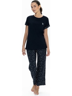 U.s. Polo Assn. 20052 Kadın Lacıvert Kısa Kollu Yuvarlak Yaka Pijama Takımı