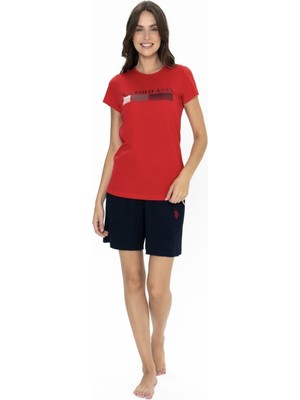U.s. Polo Assn. 20004 Kadın Kırmızı Kısa Kollu Yuvarlak Yaka Şort Takım