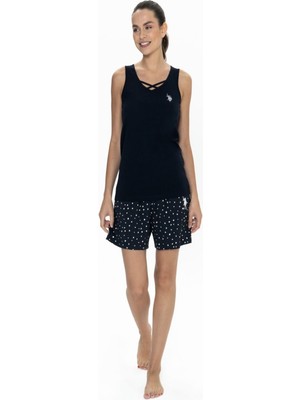 U.s. Polo Assn. 20053 Kadın Lacıvert Kalın Askılı V Yaka Şort Takım