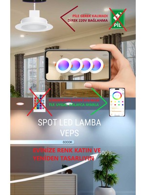 Spot Lamba, Çok Renkli , Bluetooth, Echo ''alexa'' Özellikli. 68-85 Mm. Takım 4 Adet.
