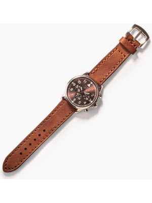 Çift Katlı Deri Saat Kayışı - Taba