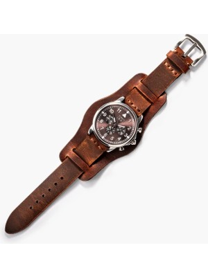 Bund Tek Katlı Deri Kayış - Oranj