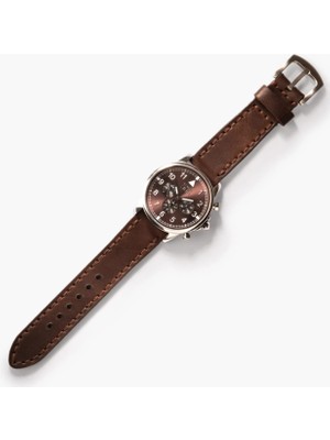 Çift Katlı Deri Saat Kayışı-Acı Kahve