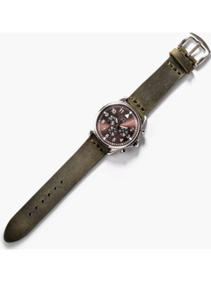 Dery Craft Tek Katlı Deri Saat Kayışı - Yeşil