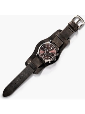 Bund Tek Katlı Deri Kayış - Antrasit