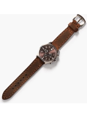 Çift Katlı Deri Saat Kayışı - Kahve