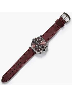 Dery Craft Çift Katlı Deri Saat Kayışı - Mürdüm