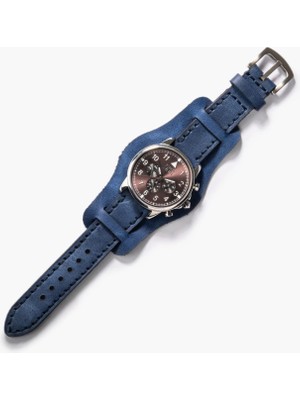 Bund Çift Katlı Deri Kayış - Mavi