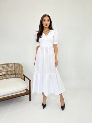 Defy Moda 6411 Elbise-Beyaz