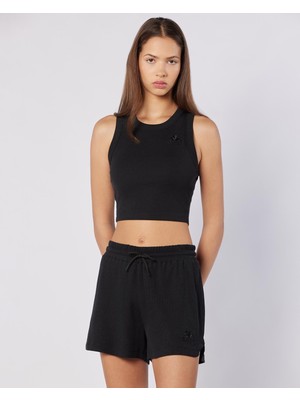 Kappa Leda Tank Kadın Siyah Regular Fit Atlet %48 Pamuk %47 Polyester Nefes Alabilir Kumaş