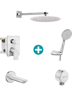 Eca Dalia Yuvarlak Ankastre Gömme Banyo Bataryası Duş Seti Tüm Parçalar Dahil 30X30