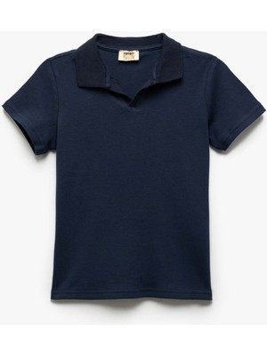 Koton Pamuklu Kısa Kollu Basic Polo Yaka Lacivert Erkek Çocuk T-Shirt 5SKB10328TK