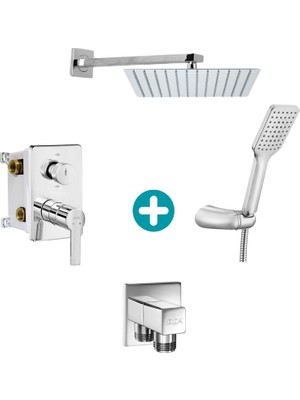 Eca Delta Ankastre Gömme Banyo Bataryası Duş Seti Tüm Parçalar Dahil 30X30