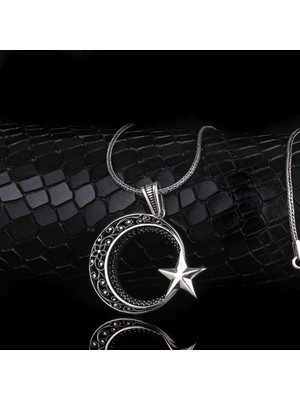 Takıhan 925 Ayar Gümüş Telkari Ayyıldız Model 2 Kolye