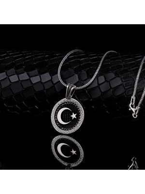 Takıhan 925 Ayar Gümüş Mikro Taşlı Ayyıldız Model Kolye