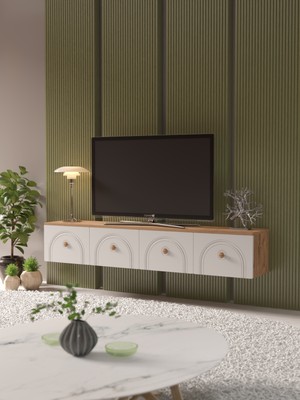 PlatinReyon Bohem 180  cm  4 Kapaklı Duvar Tv Ünitesi  Mdf Kapak Model 4 Tek Ebat