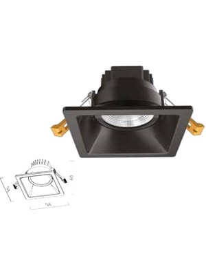 10W Cob Led Sıva Altı Kare Siyah Kasa 4000K Goya