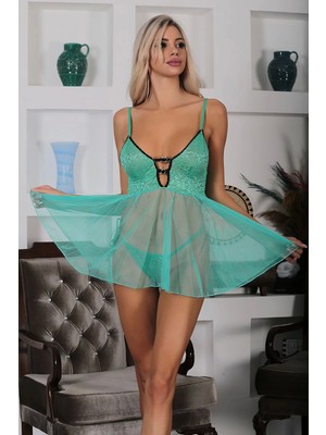 Mercan Yeşili Şifon GECELIK-657