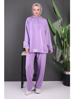 İmaj Butik Lila Önü Etiketli İki İplik Tesettür Takım