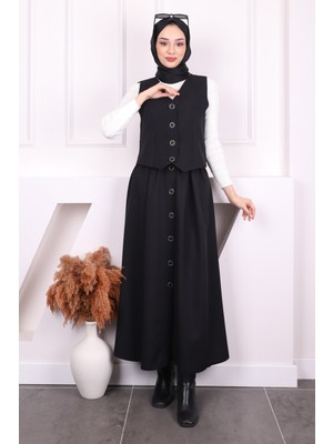İmaj Butik Siyah Yelek Etekli Takım