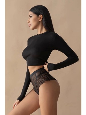 Siyah Kadın Çizgili Külot VERONICA-K1008