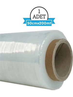 Packmai Şeffaf Streç Film 1850 gr - 200 Metre, 50 cm Genişlik, 17 Mikron, Kaliteli Yerli Üretim Ambalaj Streç