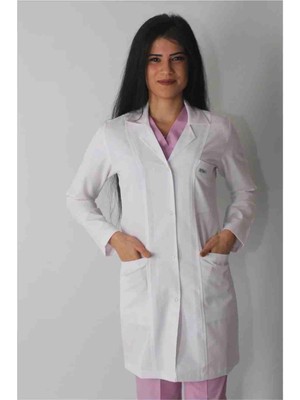 Ceket Yaka Uzun Kol Beyaz Önlük (Bayan)