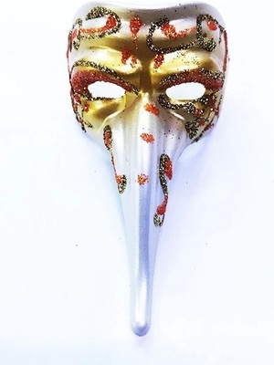 No8 Home Turuncu Renk Işlemeli Seramik Malzemeden Imal Venedik Uzun Maske Magnet