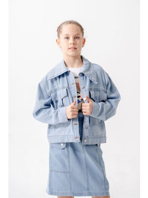 Kız Çocuk Kuşgözlü Kot Ceket 1549